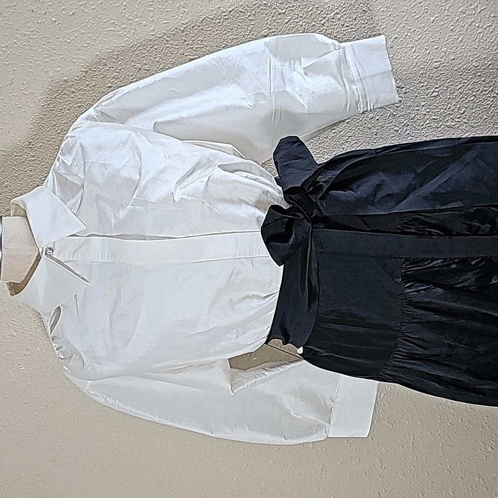 Rickie Freeman Fot Teri Jon Two Tone Bow Shirt Dress - Picture 4 of 11
